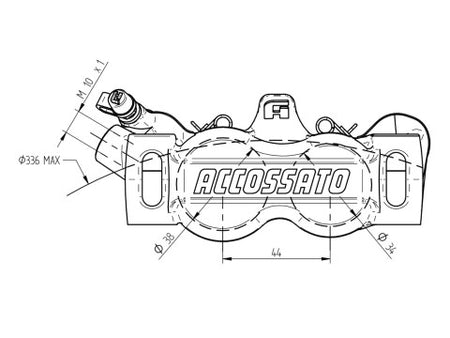Accossato Radial Brake Caliper CNC-worked Monoblock 100 mm distance With Pistons in Titanium