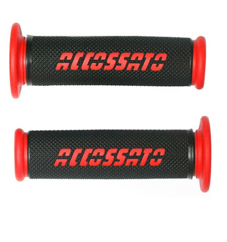 Pair of Racing Grips In Thermoplastic Rubber, Nere With Colourful Accossato Sign