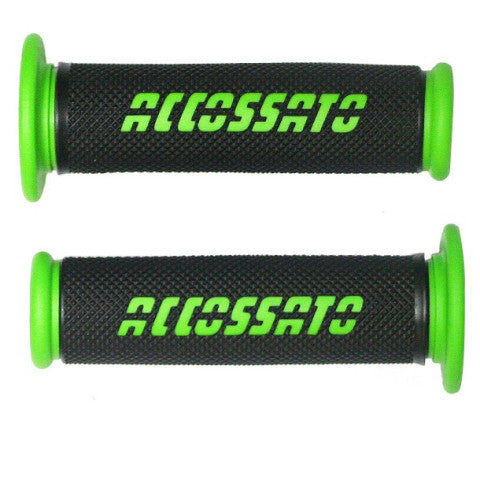 Pair of Racing Grips In Thermoplastic Rubber, Nere With Colourful Accossato Sign