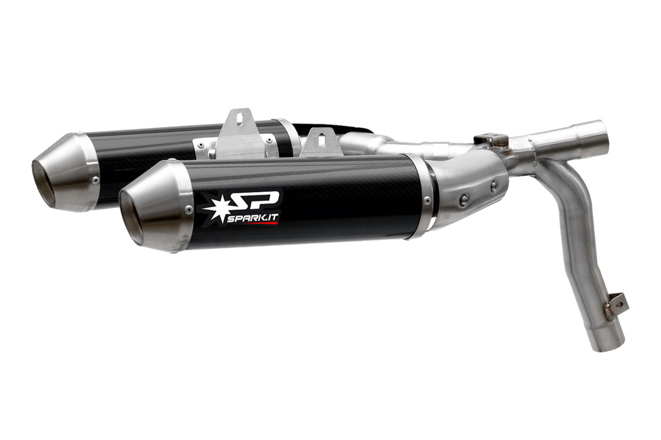 Spark IT 2 Round silencers with conic endcap +2in2 connecting pipe for High mounting