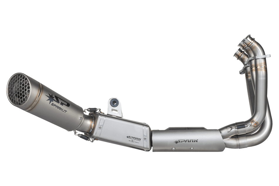 Spark IT Titanium Grid-O Full Sytem Stainless Steel Manifold + Box + Cat + Silencer Triumph Trident 660 (2021-24) Tiger Sport 660 (2022-24) Daytona 660