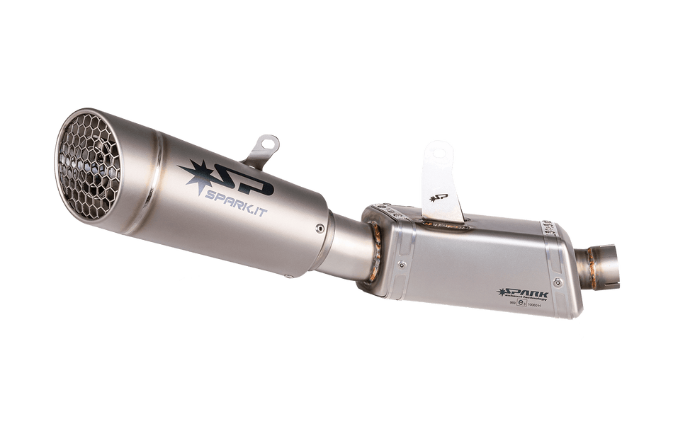 Spark IT Titanium Grid-O Link Pipe & Silencer : Stainless Steel Box + Grid-O Silencer Triumph Street Triple 765 (20-22) RS - R - S