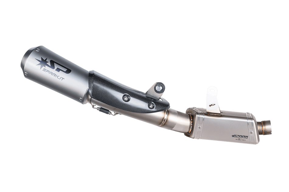 Spark IT Moto GP Link Pipe & Silencer High Mounting Stainless Steel Box Triumph Street Triple 765 20-22 RS-R-S