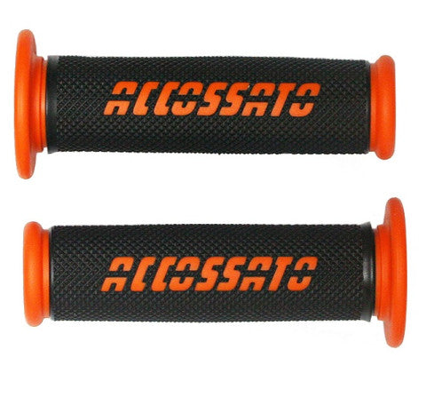 Pair of Racing Grips In Thermoplastic Rubber, Nere With Colourful Accossato Sign