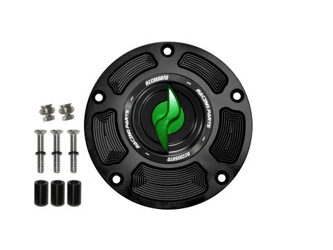 Tank filler cap for Honda motorbikes with quick release machined from billet aluminium, Accossato brand code FC125