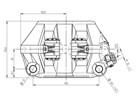 Accossato Radial Brake Caliper Forged Monoblock 100 mm distance With Pistons in Aluminium
