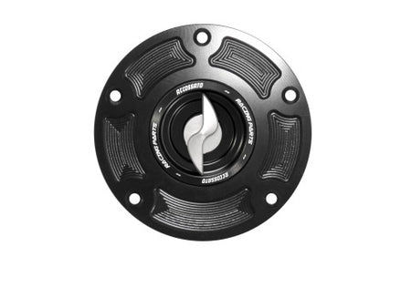 Tank filler cap for Ducati motorbikes with quick release machined from billet aluminium, Accossato brand code FC135