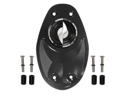 Tank filler cap for Ducati motorbikes with quick release machined from billet aluminium, Accossato brand code FC106