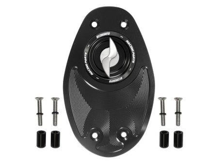 Tank filler cap for Ducati motorbikes with quick release machined from billet aluminium, Accossato brand code FC106