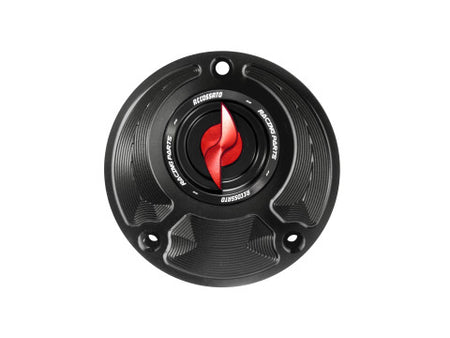 Tank filler cap for Yamaha motorbikes with quick release machined from billet aluminium, Accossato brand code FC124