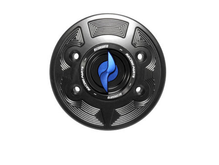 Tank filler cap for BMW motorbikes with quick release machined from billet aluminium, Accossato brand code FC103