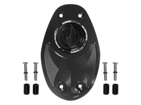 Tank filler cap for Ducati motorbikes with quick release machined from billet aluminium, Accossato brand code FC106