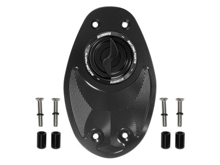 Tank filler cap for Ducati motorbikes with quick release machined from billet aluminium, Accossato brand code FC106