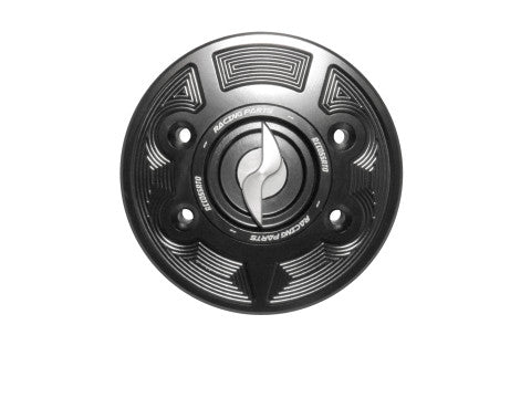 Tank filler cap for BMW motorbikes with quick release machined from billet aluminium, Accossato brand code FC103