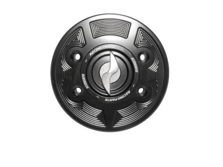 Tank filler cap for BMW motorbikes with quick release machined from billet aluminium, Accossato brand code FC103