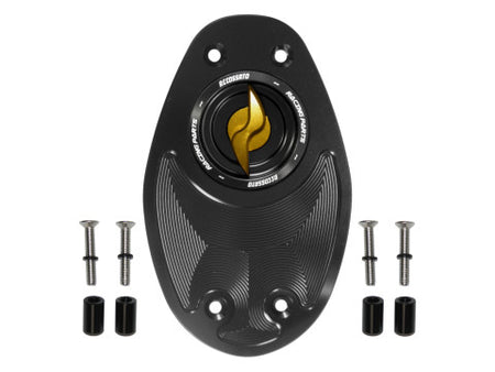 Tank filler cap for Ducati motorbikes with quick release machined from billet aluminium, Accossato brand code FC106