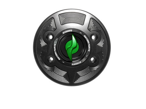 Tank filler cap for BMW motorbikes with quick release machined from billet aluminium, Accossato brand code FC103