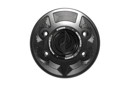 Tank filler cap for BMW motorbikes with quick release machined from billet aluminium, Accossato brand code FC103
