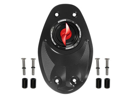 Tank filler cap for Ducati motorbikes with quick release machined from billet aluminium, Accossato brand code FC106