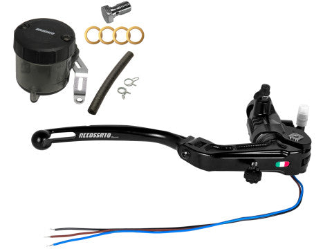 Accossato PRS 19x17-18-19 ABE 61454-Homologated Radial Brake Master Cylinder with Folding Lever and Oil Reservoir Kit Included.