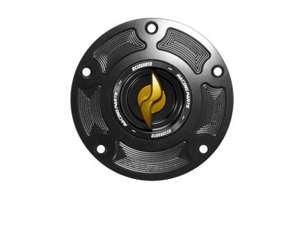Tank filler cap for Ducati motorbikes with quick release machined from billet aluminium, Accossato brand code FC135