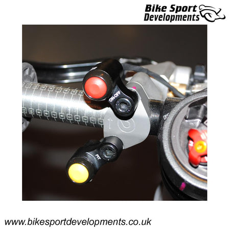 BD-SW-1BX-xx - Custom made single function handlebar race switch - left or right - Handlebar mount