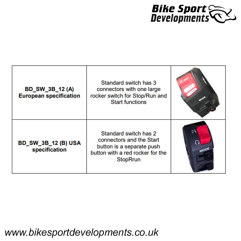 BD-SW-3B-12 - Yamaha R6 2017 onward - 3 function - handlebar mount - Stop/Run Start Mode