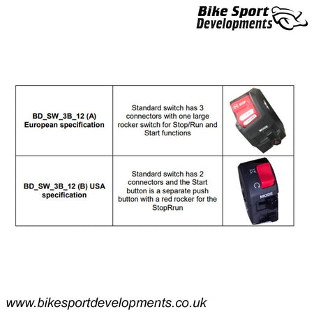 BD-SW-3B-12 - Yamaha R6 2017 onward - 3 function - handlebar mount - Stop/Run Start Mode
