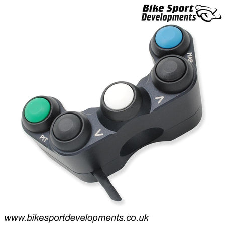 BD-SW-5B-xx - Custom made 5 function handlebar race switch - left or right - Handlebar mount