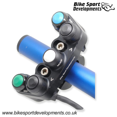 BD-SW-7BC-02 - Yamaha R1 2020 onward - 7 function race switch - bar clamp mount - Up Select Down Map Pit Rain Lap