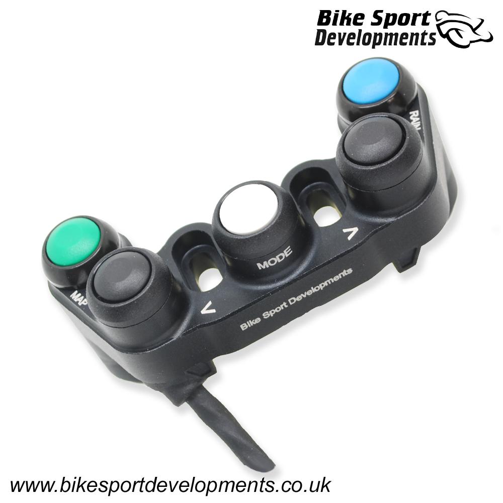 BD-SW-7BC-02 - Yamaha R1 2020 onward - 7 function race switch - bar clamp mount - Up Select Down Map Pit Rain Lap