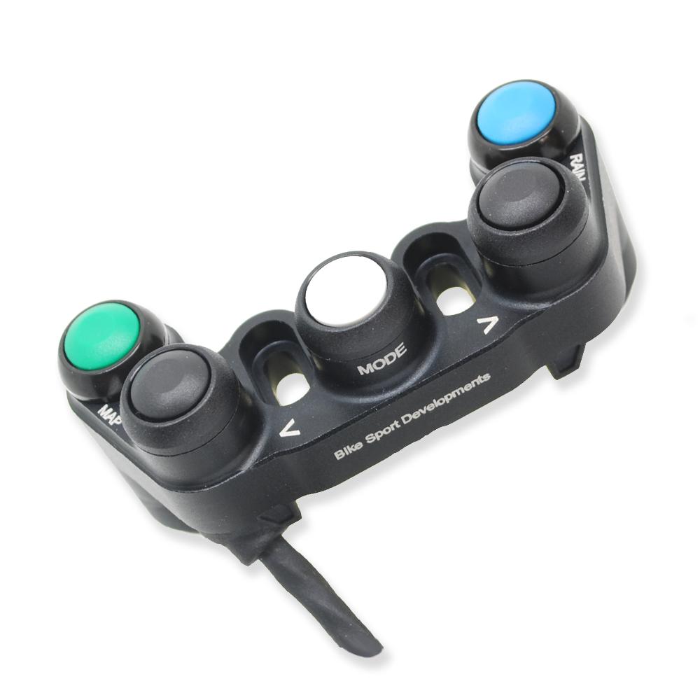 BD-SW-7BC-02 - Yamaha R1 2020 onward - 7 function race switch - bar clamp mount - Up Select Down Map Pit Rain Lap