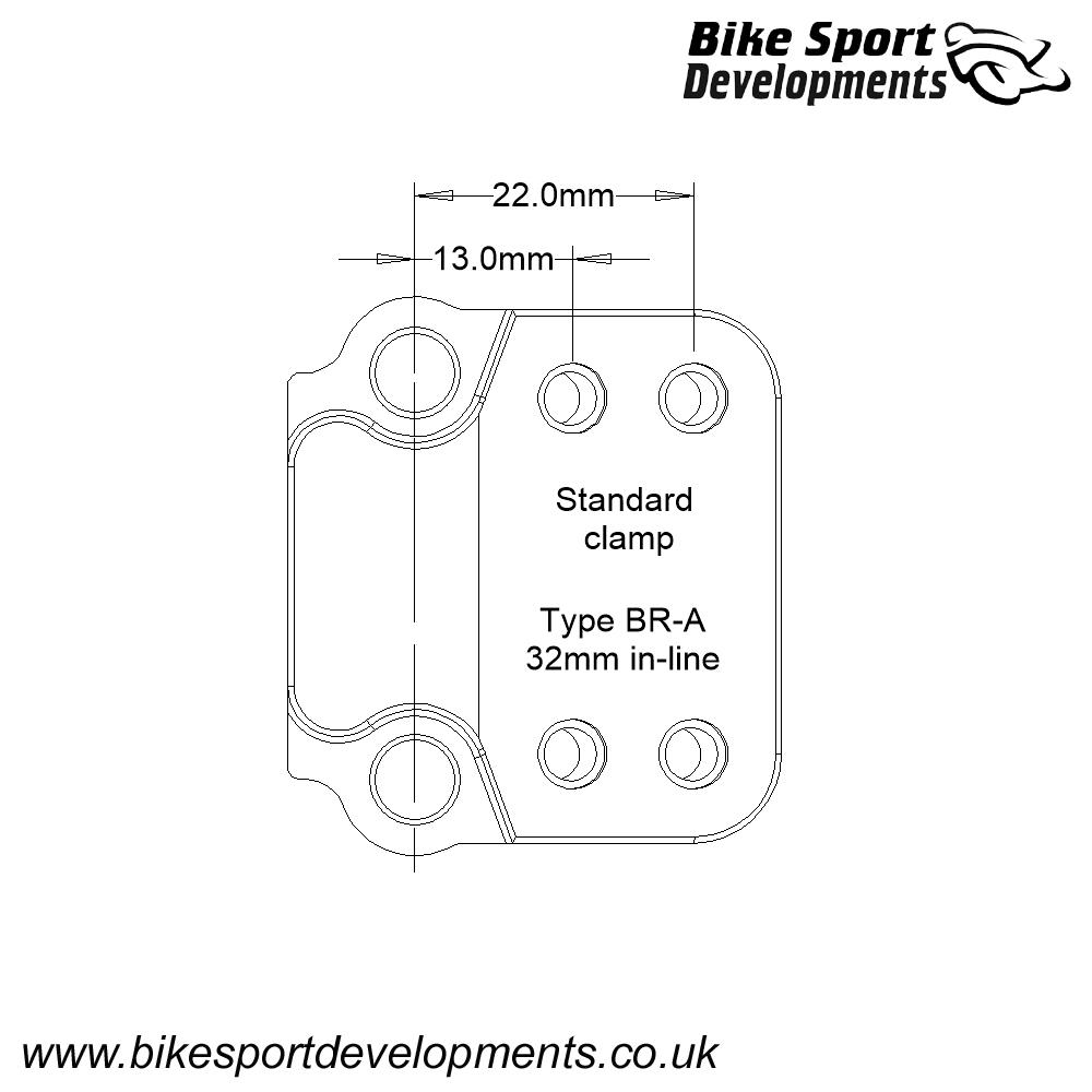 BR-A , Brake clamp for Type 'C' switch - 32.0mm > 32.6mm slotted in-line bolts (locates the switch to the right of the brake clamp)