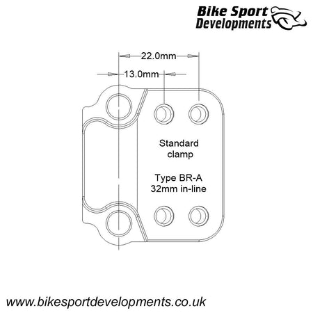 BR-A , Brake clamp for Type 'C' switch - 32.0mm > 32.6mm slotted in-line bolts (locates the switch to the right of the brake clamp)