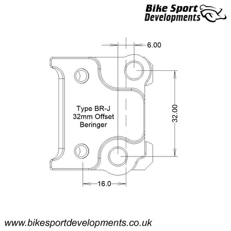 BR-J , Brake clamp for Type 'C' switch - 32mm offset bolts / Beringer / PFM