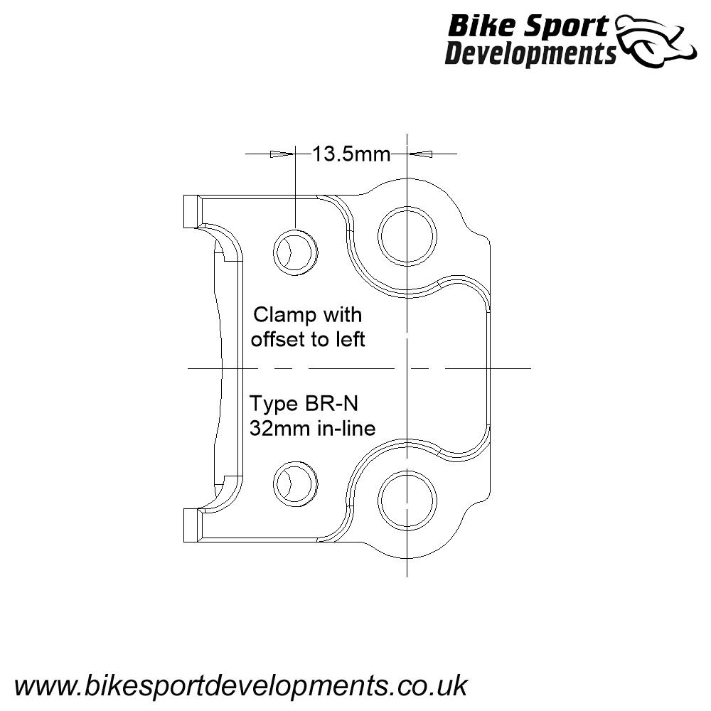 BR-N , Brake clamp for Type 'C' switch - 32mm in-line bolts (locates the switch to the left of the brake clamp)