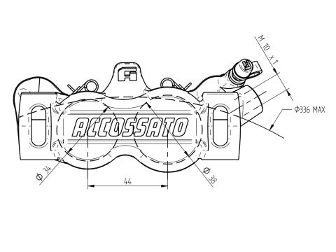 Accossato Radial Brake Caliper CNC-worked Monoblock 100 mm distance With Pistons in Titanium