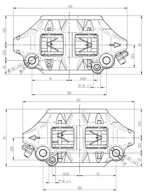 Accossato Radial Brake Caliper Forged Monoblock 108 mm distance With Pistons in Aluminium