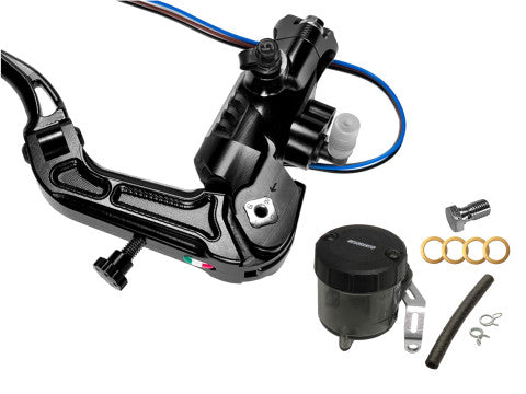 Accossato PRS 16x17-18-19 ABE 61454 Homologated Radial Brake Master Cylinder with Folding Lever and Oil Reservoir Kit Included.
