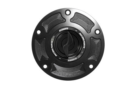 Tank filler cap for Ducati motorbikes with quick release machined from billet aluminium, Accossato brand code FC135