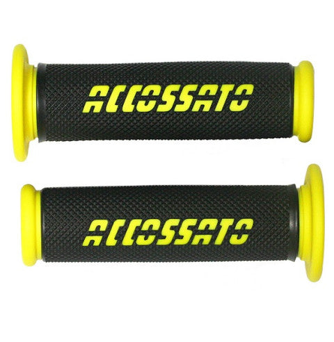 Pair of Racing Grips In Thermoplastic Rubber, Nere With Colourful Accossato Sign