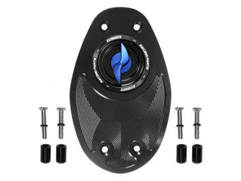 Tank filler cap for Ducati motorbikes with quick release machined from billet aluminium, Accossato brand code FC106