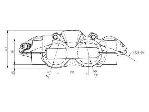 Accossato Radial Brake Caliper Forged Monoblock 108 mm distance With Pistons in Aluminium