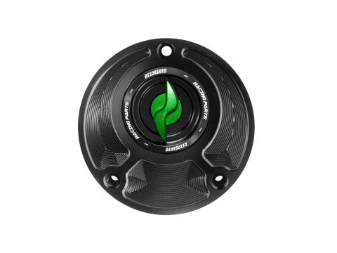 Tank filler cap for Yamaha motorbikes with quick release machined from billet aluminium, Accossato brand code FC124