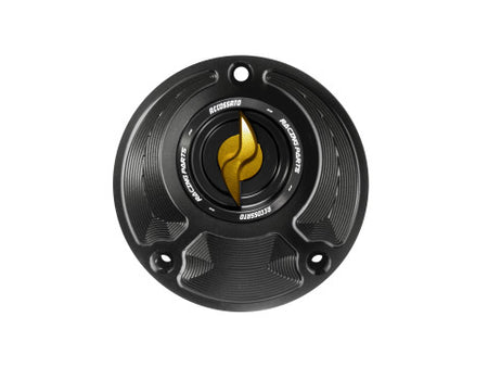 Tank filler cap for Yamaha motorbikes with quick release machined from billet aluminium, Accossato brand code FC124
